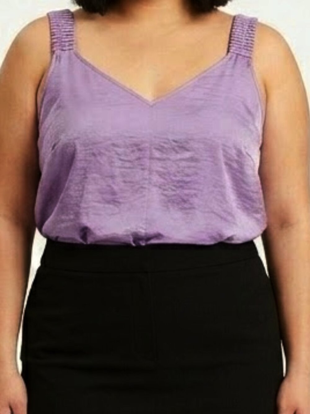 DKNY Ruched Strap "Digital Lavender" Sleeveless Blouse NEW- Sz. XL